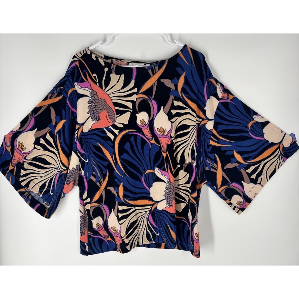 Chicos Travelers Floral Dolman Top XL Colorful Comfy Career Stretch Tropical